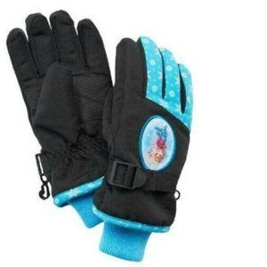 Girls Disney Frozen Anna Elsa Winter Gloves "Sisters Forever" Blue Black Ski